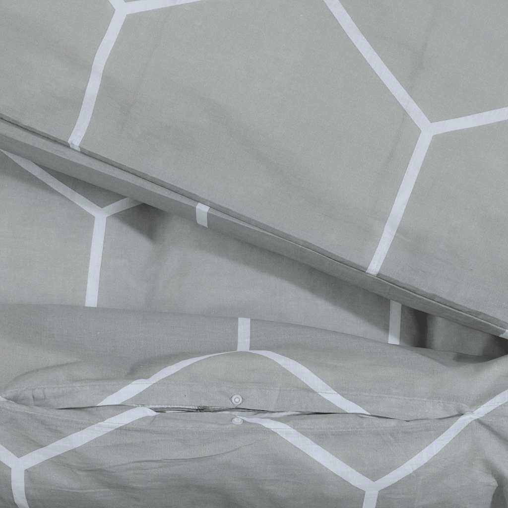 vidaXL Duvet Cover Set Grey and White 220x240 cm Cotton