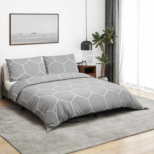 vidaXL Duvet Cover Set Grey and White 220x240 cm Cotton
