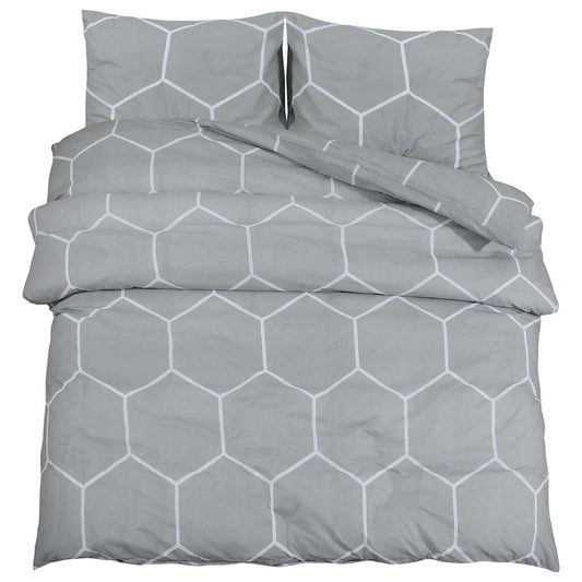 vidaXL Duvet Cover Set Grey 200x200 cm Cotton