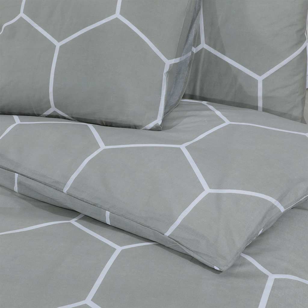 vidaXL Duvet Cover Set Grey and White 200x200 cm Cotton