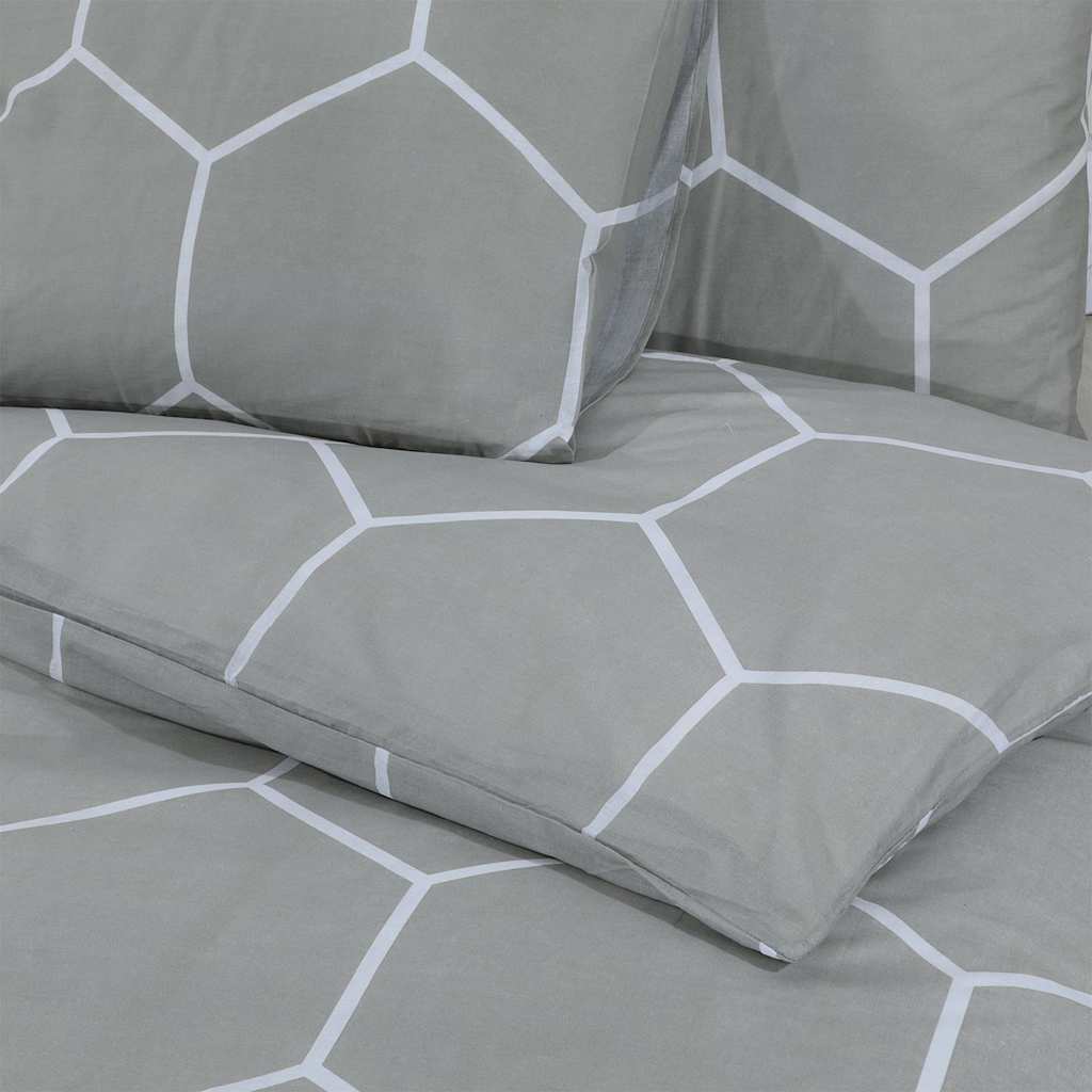 vidaXL Duvet Cover Set Grey and White 200x220 cm Cotton