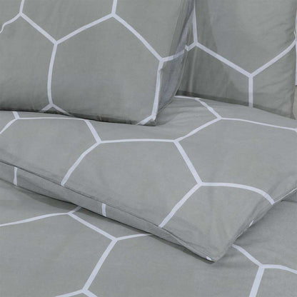 vidaXL Duvet Cover Set Grey and White 200x220 cm Cotton