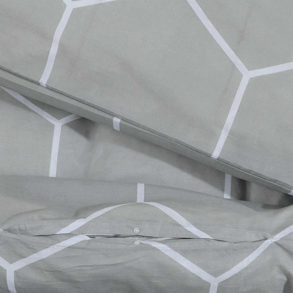 vidaXL Duvet Cover Set Grey and White 200x200 cm Cotton