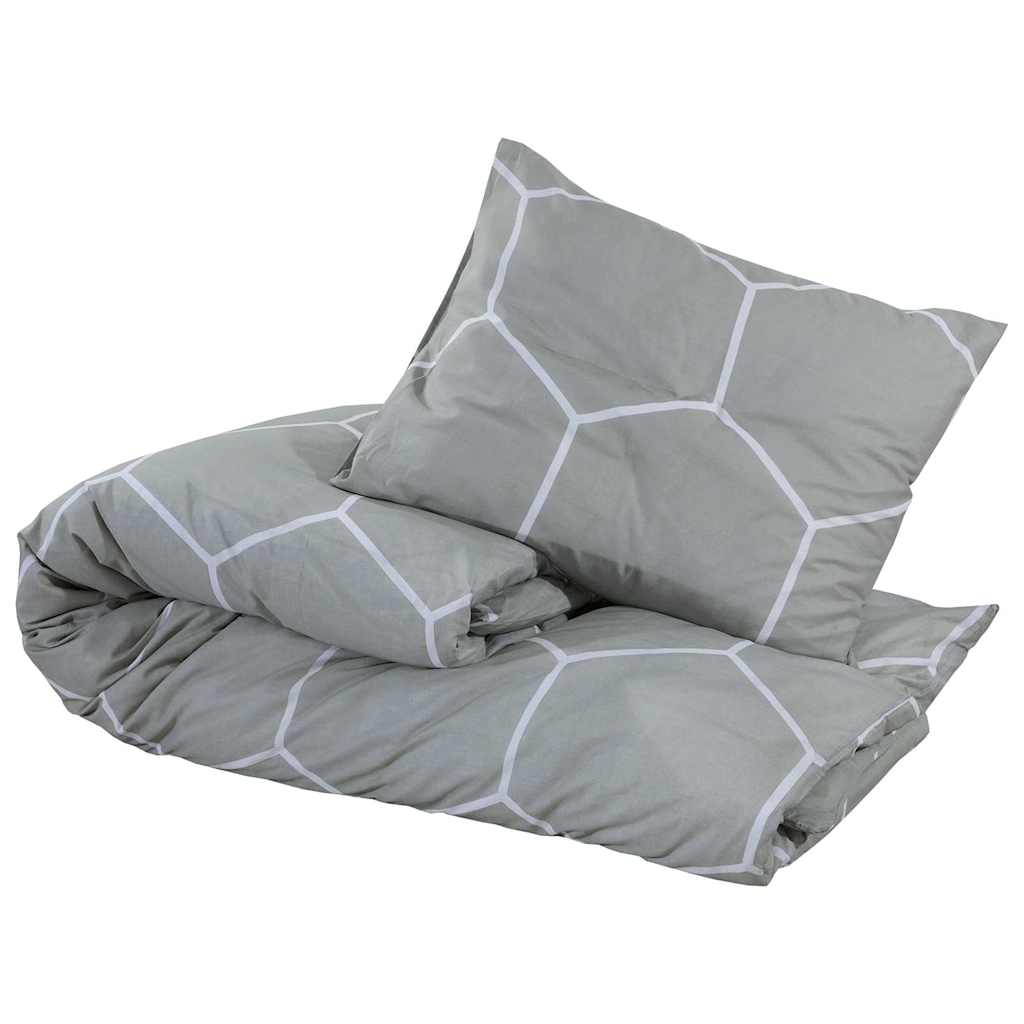 vidaXL Duvet Cover Set Grey and White 225x220 cm Cotton