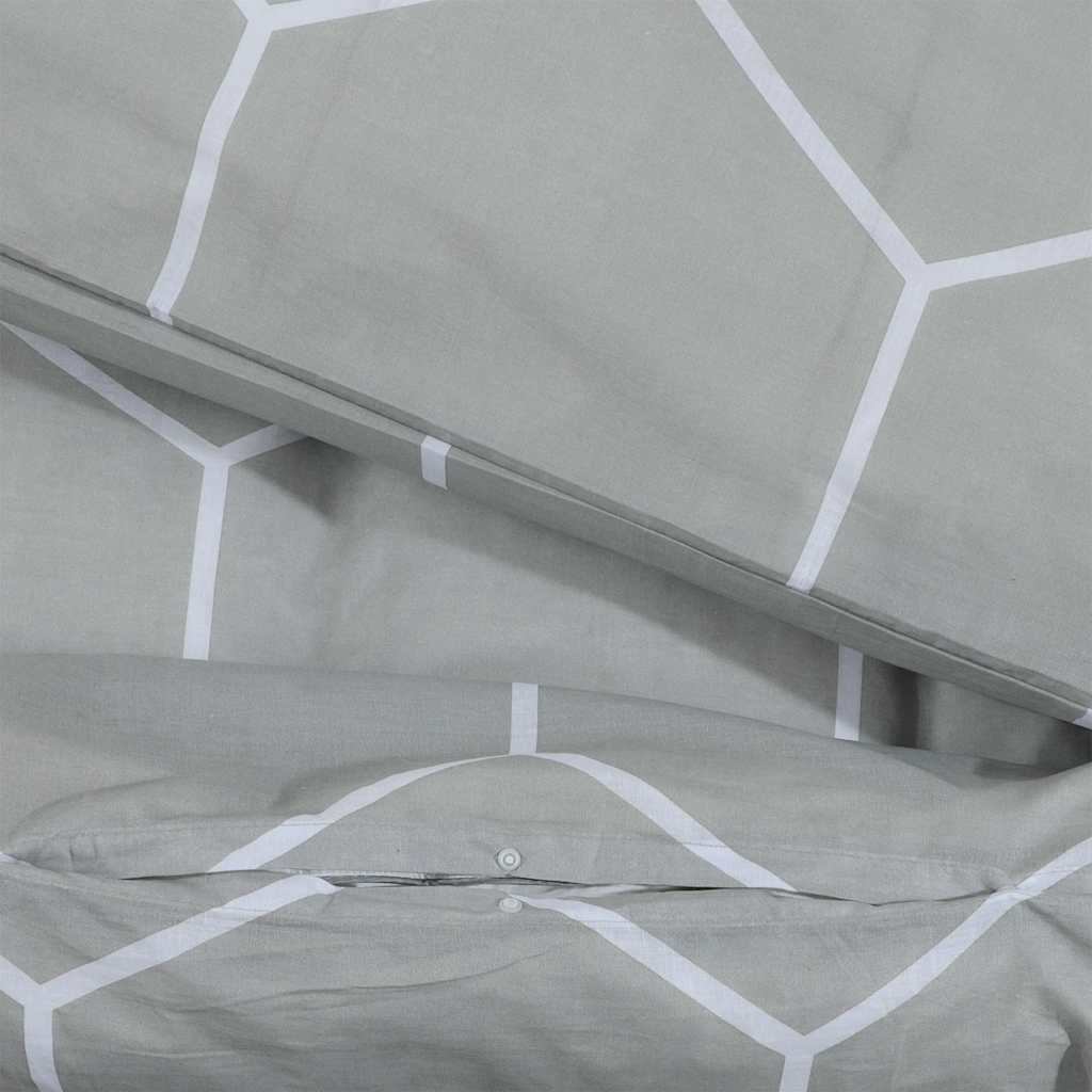 vidaXL Duvet Cover Set Grey and White 225x220 cm Cotton