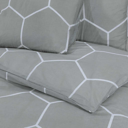 vidaXL Duvet Cover Set Grey and White 225x220 cm Cotton