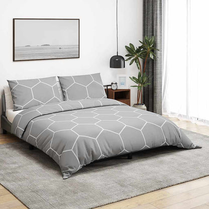 vidaXL Duvet Cover Set Grey and White 225x220 cm Cotton
