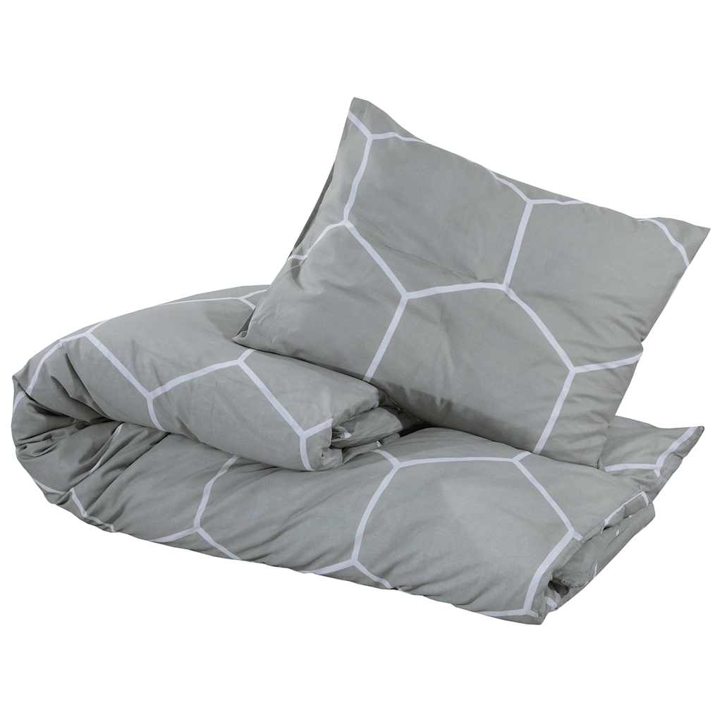 vidaXL Duvet Cover Set Grey and White 260x220 cm Cotton