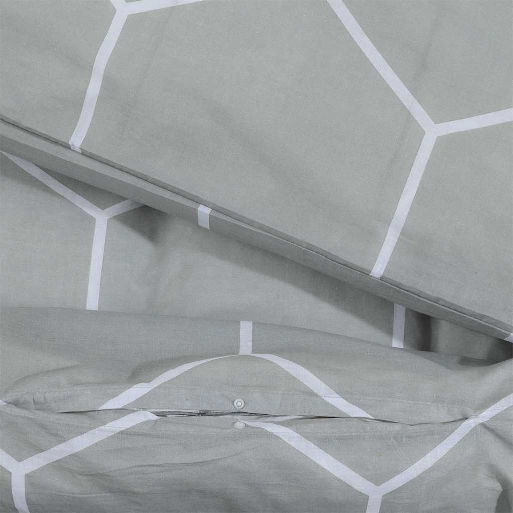 vidaXL Duvet Cover Set Grey and White 260x220 cm Cotton