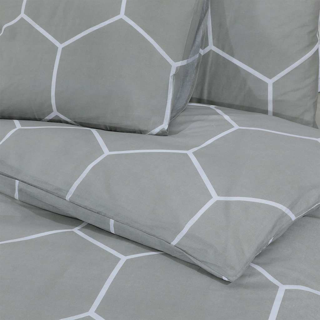 vidaXL Duvet Cover Set Grey and White 260x220 cm Cotton