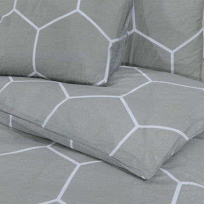 vidaXL Duvet Cover Set Grey and White 260x220 cm Cotton