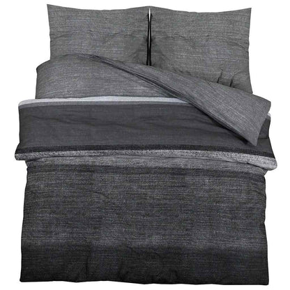 vidaXL Duvet Cover Set Dark Grey and Black 140x200 cm Cotton