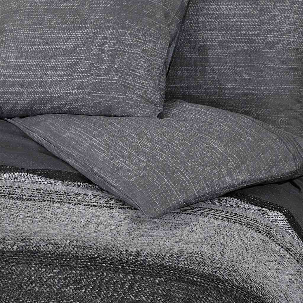 vidaXL Duvet Cover Set Dark Grey and Black 140x200 cm Cotton