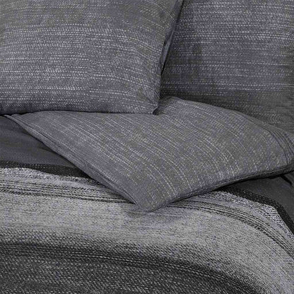 vidaXL Duvet Cover Set Dark Grey and Black 140x200 cm Cotton