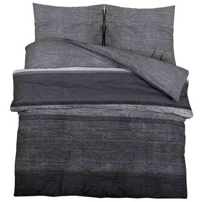 vidaXL Duvet Cover Set Dark Grey and Black 240x220 cm Cotton