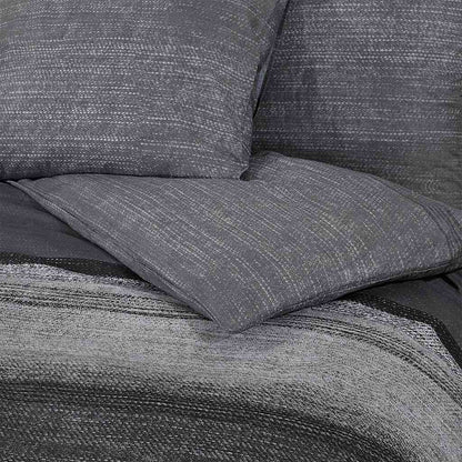 vidaXL Duvet Cover Set Dark Grey and Black 240x220 cm Cotton