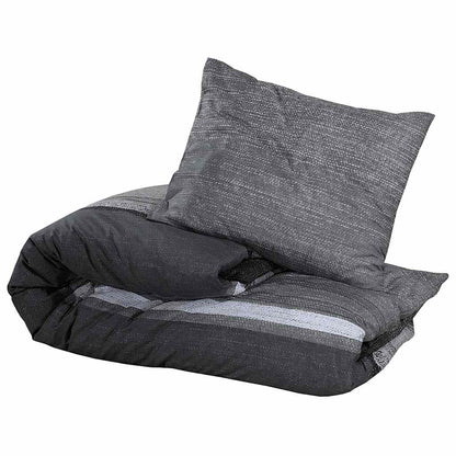 vidaXL Duvet Cover Set Dark Grey and Black 200x200 cm Cotton