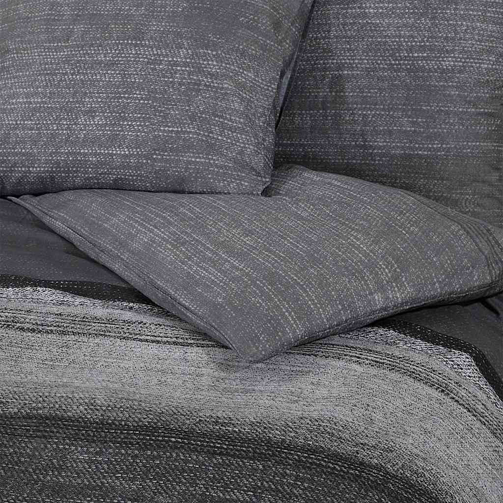 vidaXL Duvet Cover Set Dark Grey and Black 200x200 cm Cotton