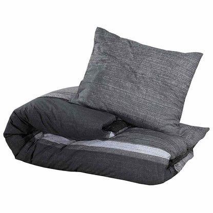 vidaXL Duvet Cover Set Dark Grey and Black 155x220 cm Cotton