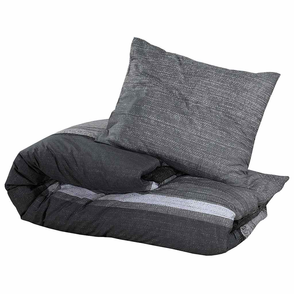 vidaXL Duvet Cover Set Dark Grey and Black 200x220 cm Cotton