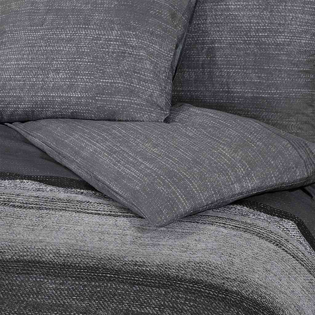 vidaXL Duvet Cover Set Dark Grey and Black 200x220 cm Cotton