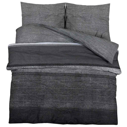 vidaXL Duvet Cover Set Dark Grey and Black 260x220 cm Cotton