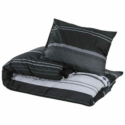 vidaXL Duvet Cover Set Black Stripes 200x200 cm Cotton
