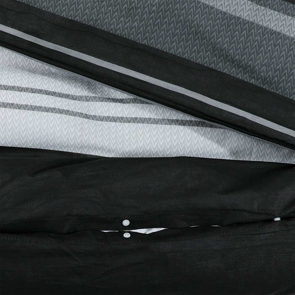 vidaXL Duvet Cover Set Black Stripes 200x200 cm Cotton