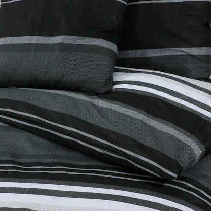 vidaXL Duvet Cover Set Black Stripes 200x200 cm Cotton