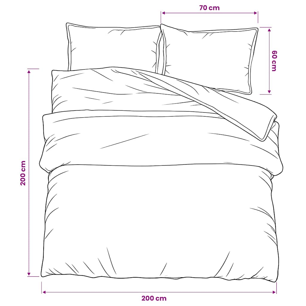 vidaXL Duvet Cover Set Black Stripes 200x200 cm Cotton