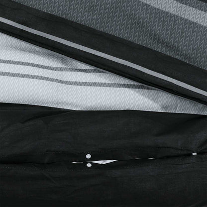 vidaXL Duvet Cover Set Black Stripes 140x200 cm Cotton