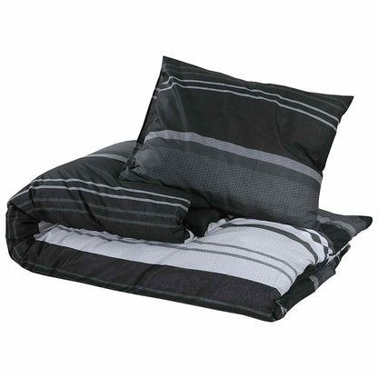 vidaXL Duvet Cover Set Black Stripes 220x240 cm Cotton