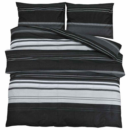 vidaXL Duvet Cover Set Black Stripes 260x240 cm Cotton