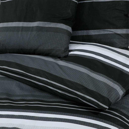 vidaXL Duvet Cover Set Black Stripes 135x200 cm Cotton