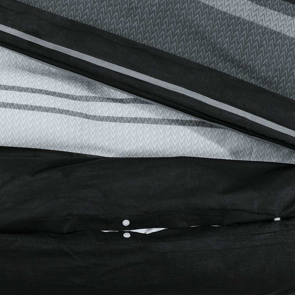 vidaXL Duvet Cover Set Black Stripes 200x200 cm Cotton