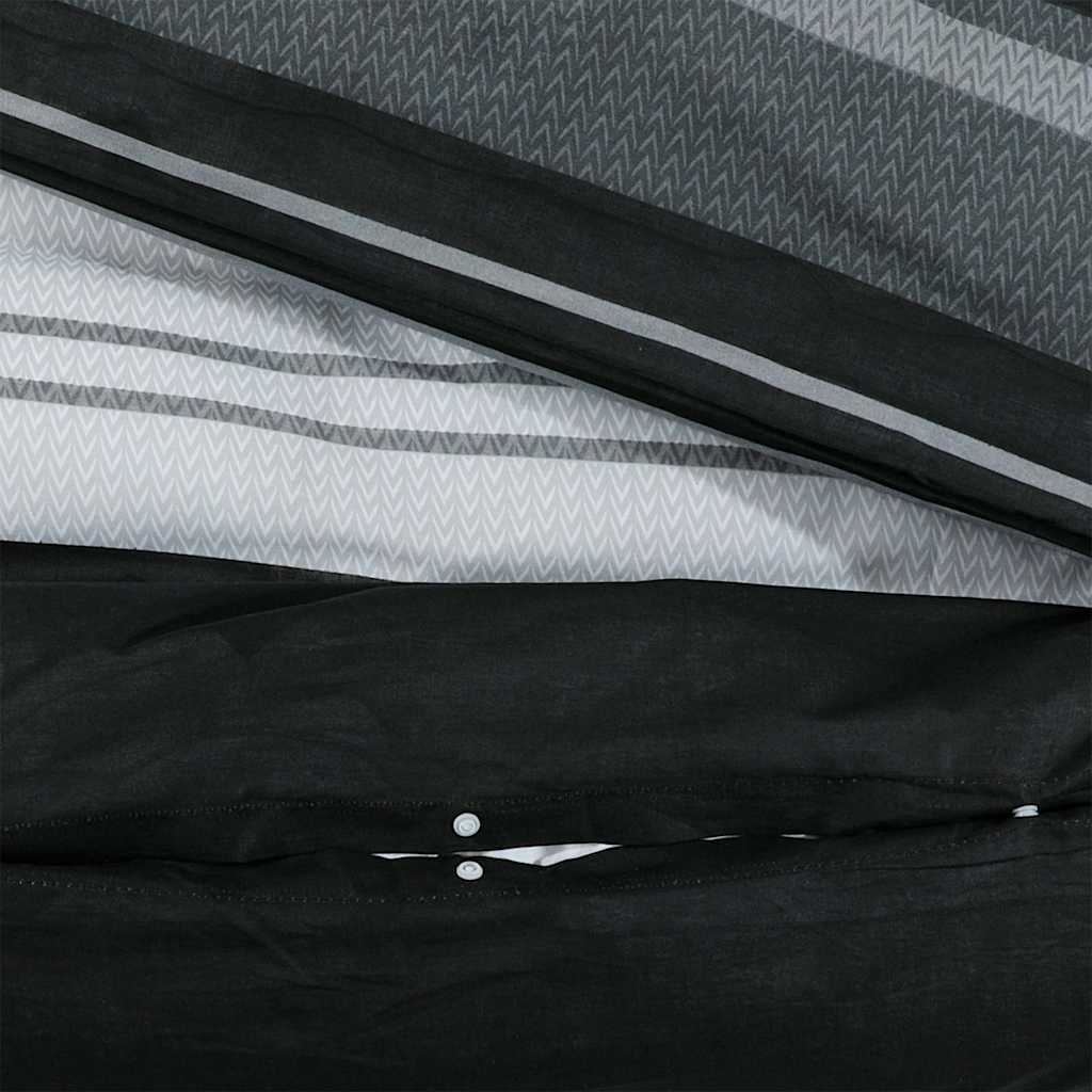 vidaXL Duvet Cover Set Black Stripes 200x200 cm Cotton