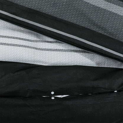 vidaXL Duvet Cover Set Black Stripes 200x200 cm Cotton