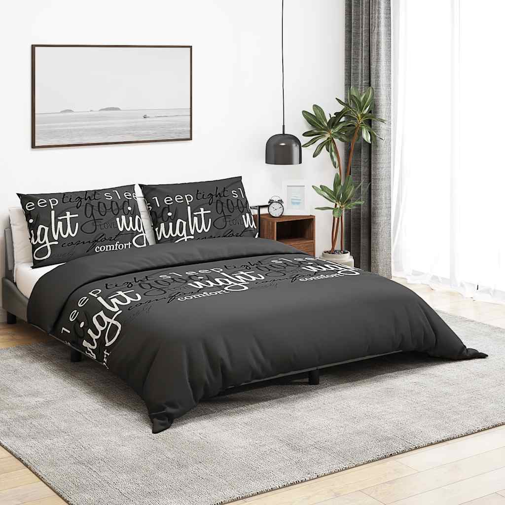 vidaXL Duvet Cover Set Black and White 200x220 cm Cotton