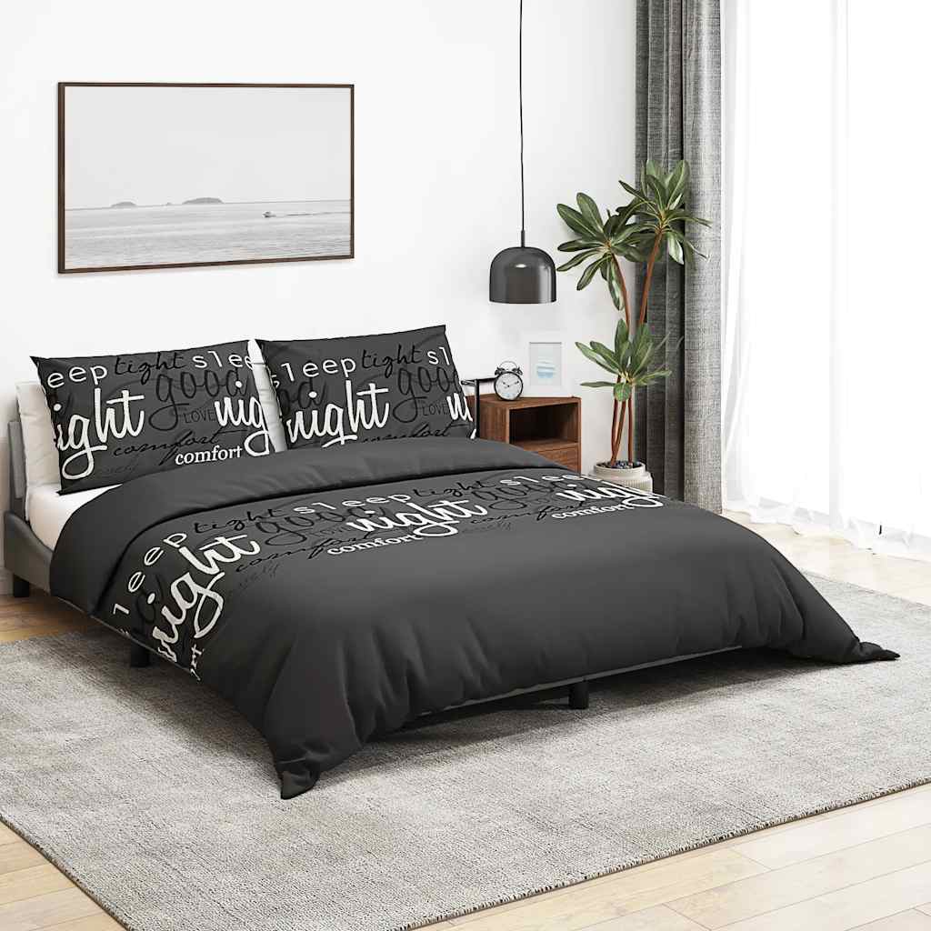 vidaXL Duvet Cover Set Black and White 260x220 cm Cotton