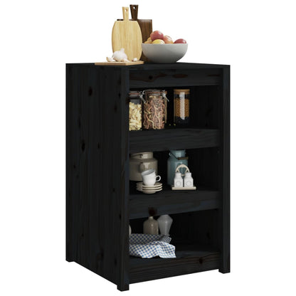 vidaXL Outdoor Kitchen Cabinet "MEPPEL" Black 55x55x92 cm Solid Wood Pine