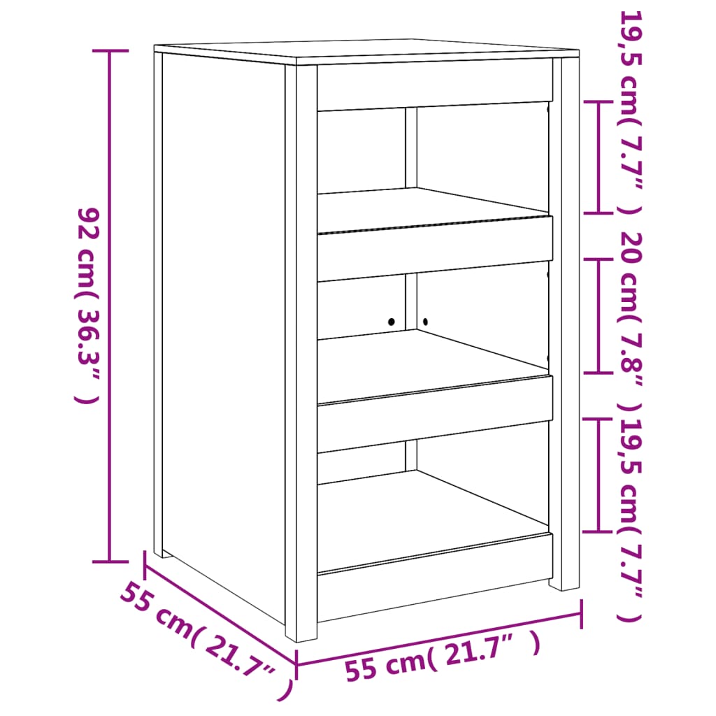 vidaXL Outdoor Kitchen Cabinet "MEPPEL" 55x55x92 cm Solid Wood Douglas