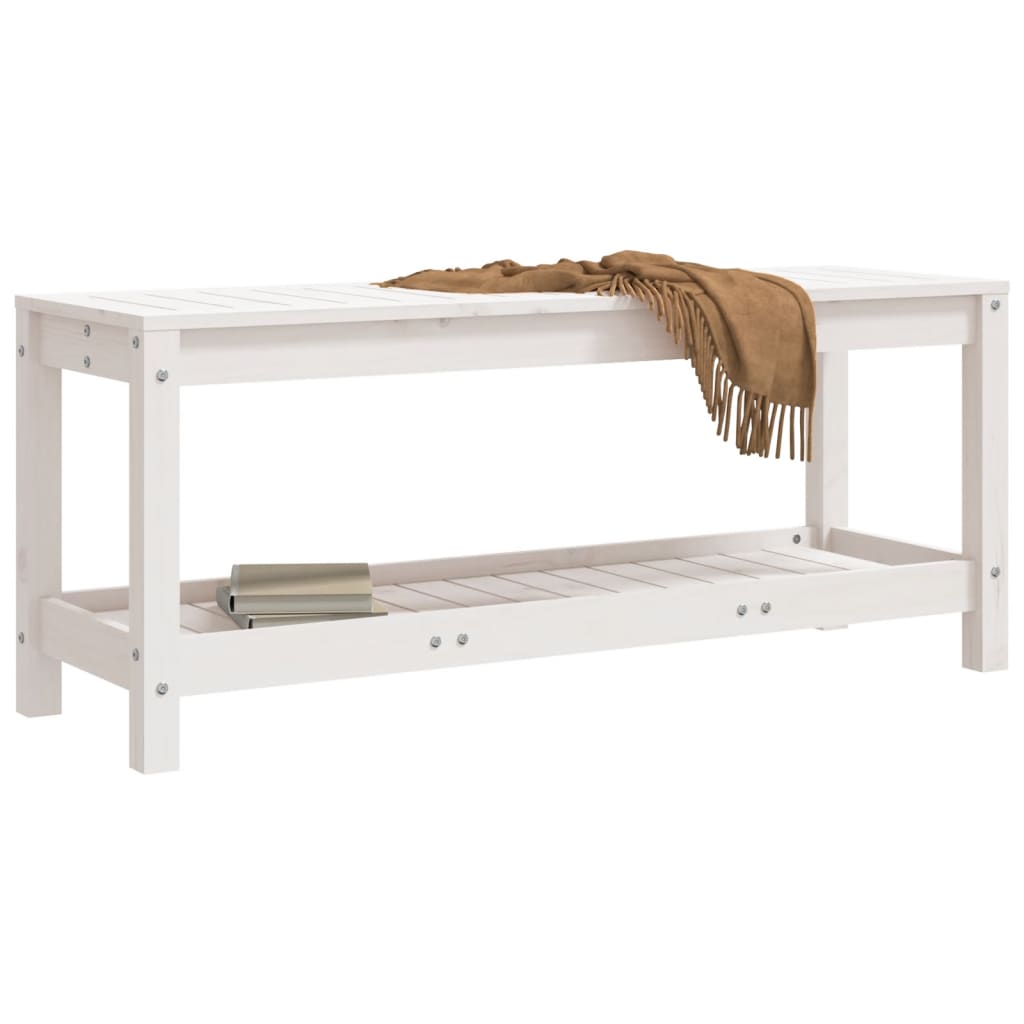 vidaXL Garden Bench White 108x35x45 cm Solid Wood Pine
