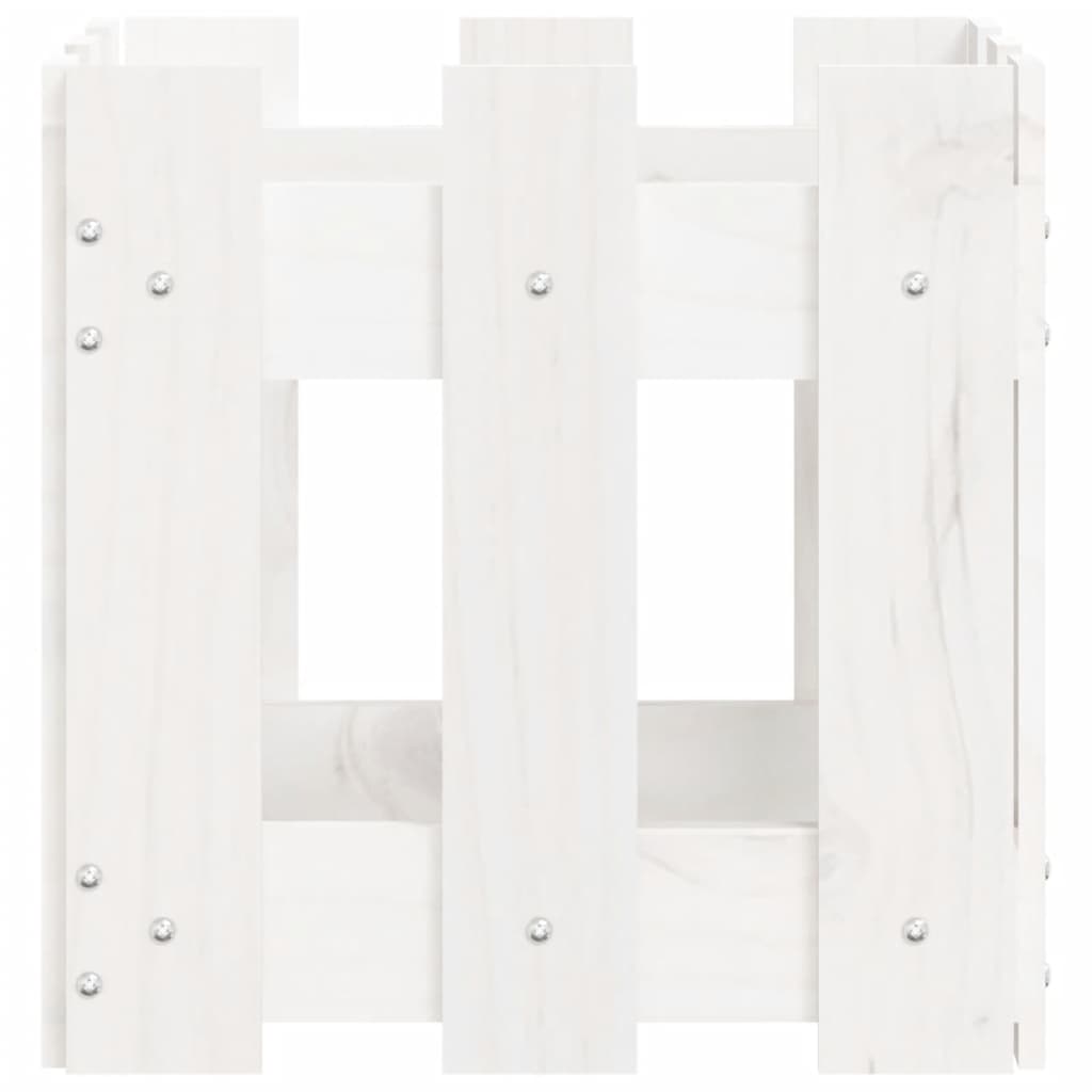 vidaXL Garden Planter with Fence Design White 30x30x30 cm Solid Wood Pine