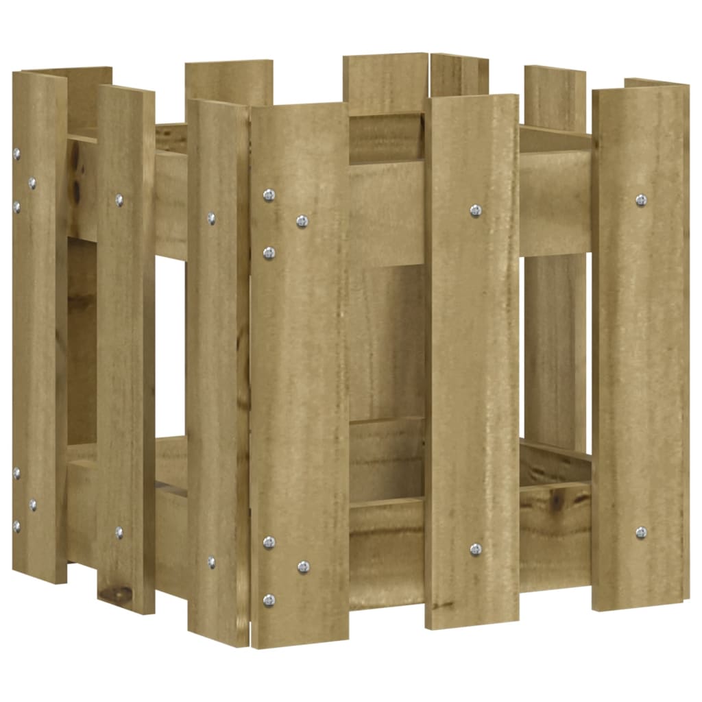 vidaXL Garden Planter with Fence Design 30x30x30 cm Impregnated Wood Pine