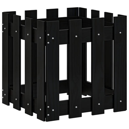 vidaXL Garden Planter with Fence Design Black 40x40x40 cm Solid Wood Pine