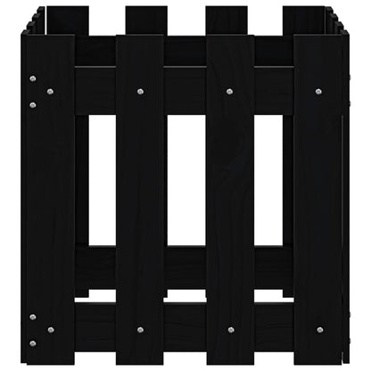vidaXL Garden Planter with Fence Design Black 40x40x40 cm Solid Wood Pine