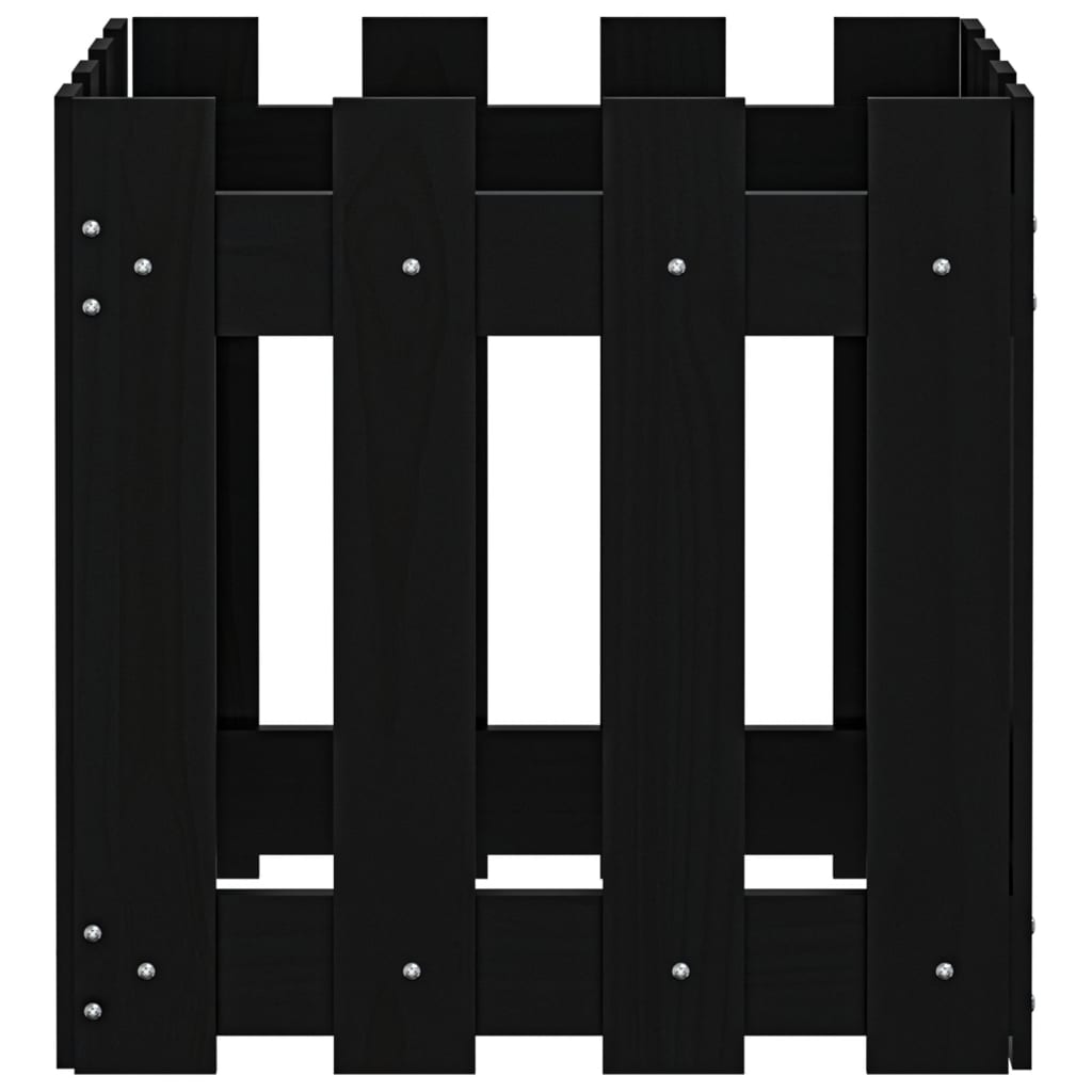 vidaXL Garden Planter with Fence Design Black 40x40x40 cm Solid Wood Pine
