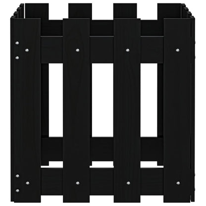 vidaXL Garden Planter with Fence Design Black 40x40x40 cm Solid Wood Pine