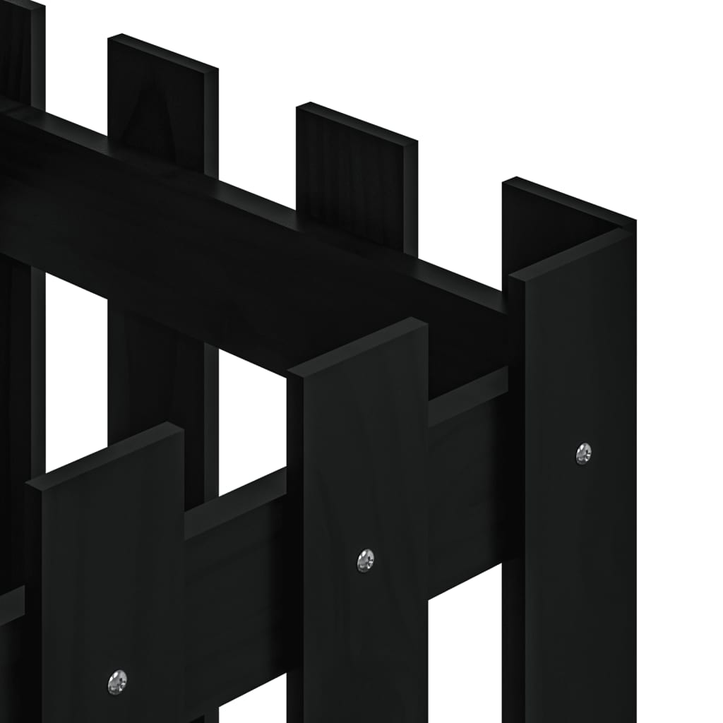 vidaXL Garden Planter with Fence Design Black 40x40x40 cm Solid Wood Pine
