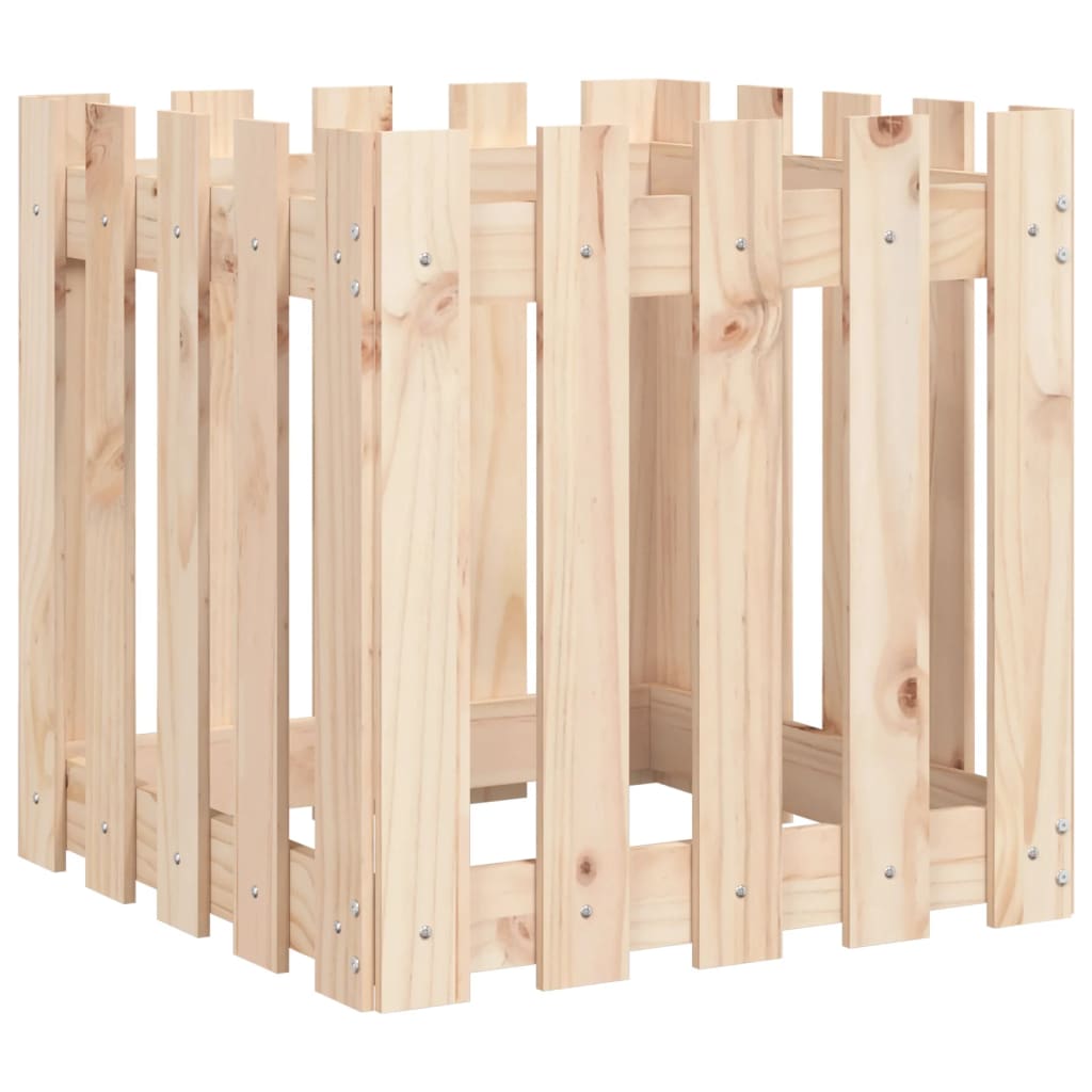 vidaXL Garden Planter with Fence Design 50x50x50 cm Solid Wood Pine
